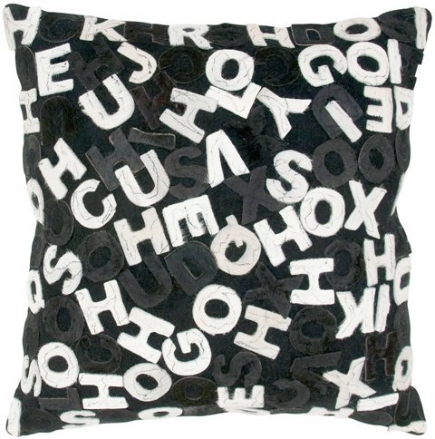 C680 Blk/wh Alphabets On Felt Fabric Pillow..