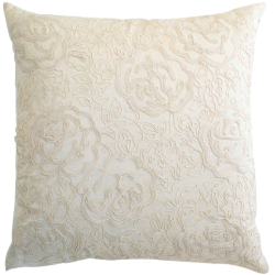 C815 Ivory Ivory Polysilk With Cord Beige Cord Embroidery Pillow.