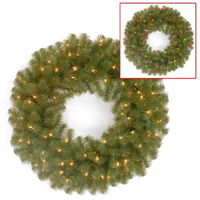 National Tree Nrv7-300d-24wb1 North Vballey Spruce Wreath With Battery Operated Dual Led Lights, 24 In.