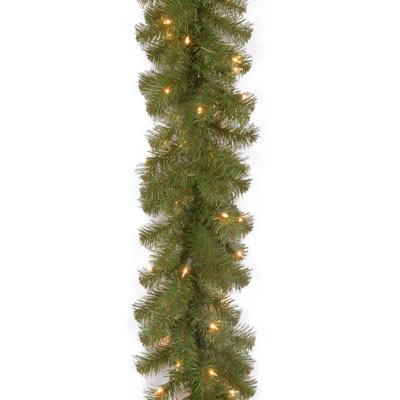 National Tree Nrv7-302-9a-1 North Valley Spruce Long Garland With Clear Lights, 9 Ft.