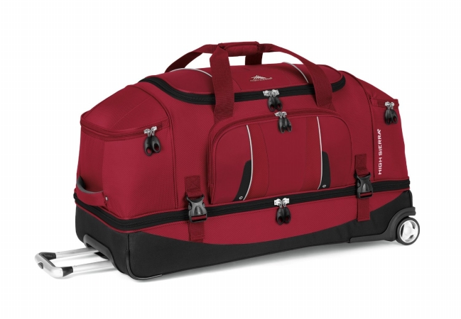 UPC 040176425818 product image for High Sierra EN303-939 Endeavor Drop-Bottom Wheeled Duffel Bag Carmine Red Black | upcitemdb.com