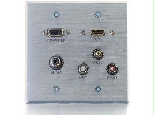 39704 Hdmi, Vga, 3.5mm, Composite Video And Stereo Audio Pass-through Wall Plate - Alu