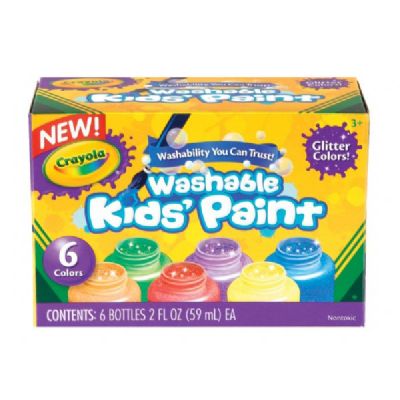 Crayola 54-2400 Washable Paint 6-Color Glitter Set