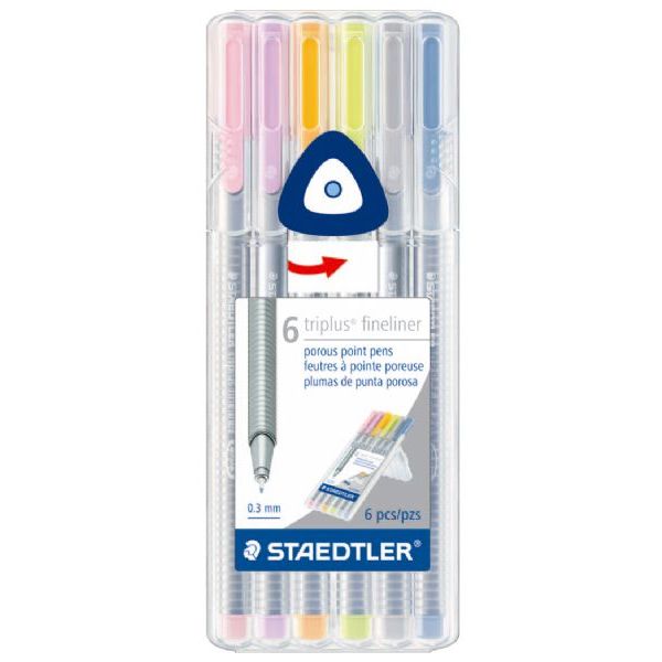 Staedtler TriPlus Fineliner Pens 6-Color Pastel Set