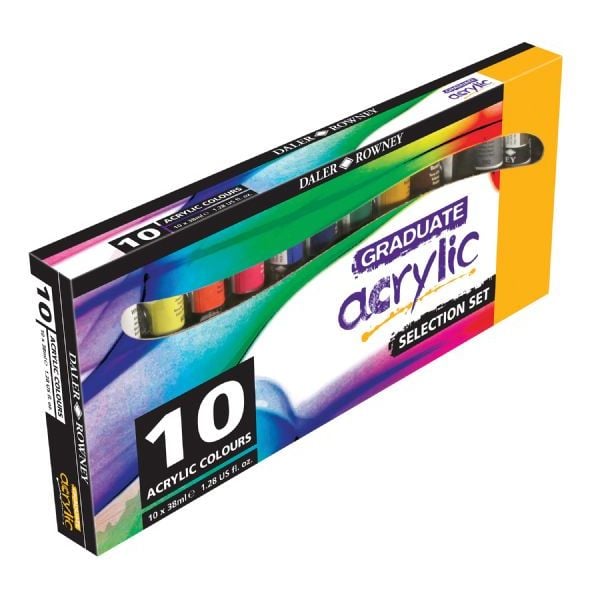 Daler-Rowney GA123900010 Graduate Acrylic Paint 10-Color 38ml Introductory Set