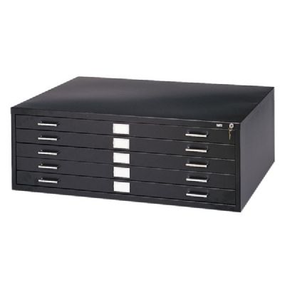 5-drawer Black Steel Flat File