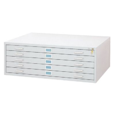 5-drawer White Steel Flat File