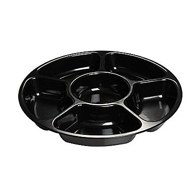 3521-bk Black 6-compartment Serving Tray