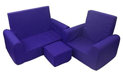 65243 Sofa Chair And Ottoman Set Purple Canvas