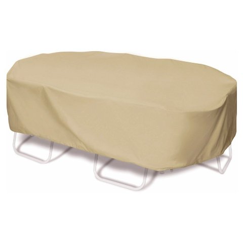 110 In. Oval-rectangle Table Set Cover - Khaki
