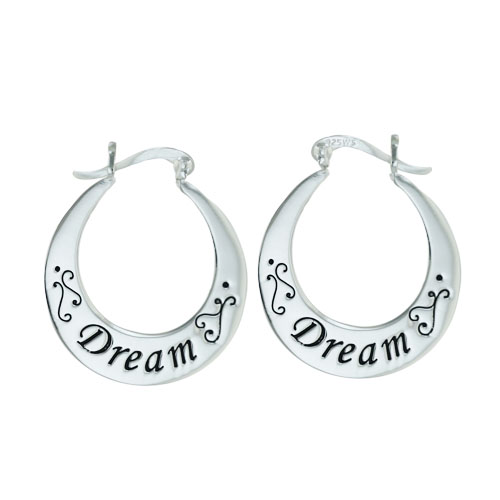 Vera & Co., Inc. 2s-5213e Sterling Silver Earring Hoop Latch -dream Carved Word