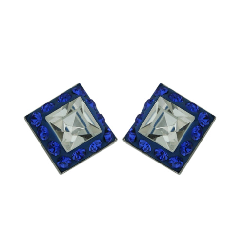 Vera & Co., Inc. 2s-6145scl Sterling Silver Stud Ferido Crystal Square Earring-blue And White