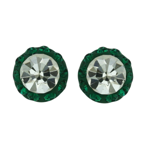 Vera & Co., Inc. 2s-6146emcl Sterling Silver Stud Feriod Crystals Round Earring-white And Emerald