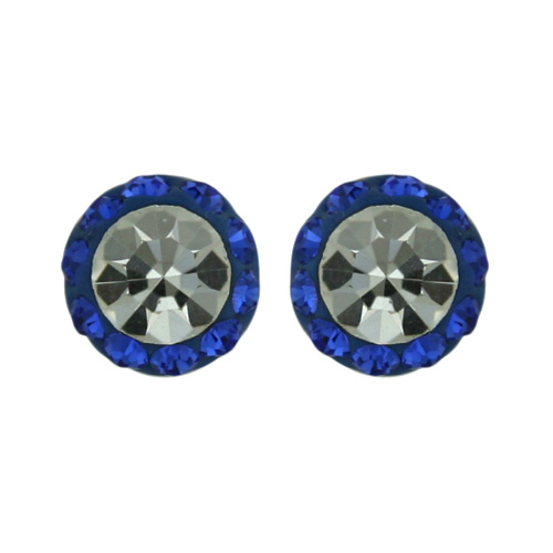 Vera & Co., Inc. 2s-6146scl Sterling Silver Stud Feriod Crystal Round Earring-white And Sapphire Blue