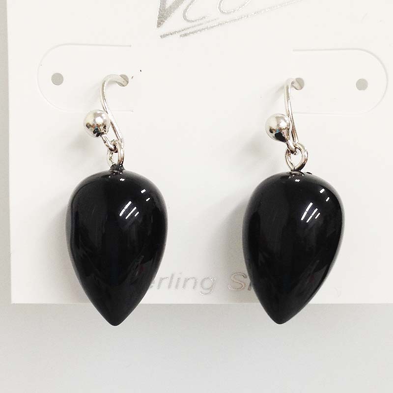 Vera & Co., Inc. 2s-6316n Sterling Silver Pear Shape Onxy Gold Plating Earring
