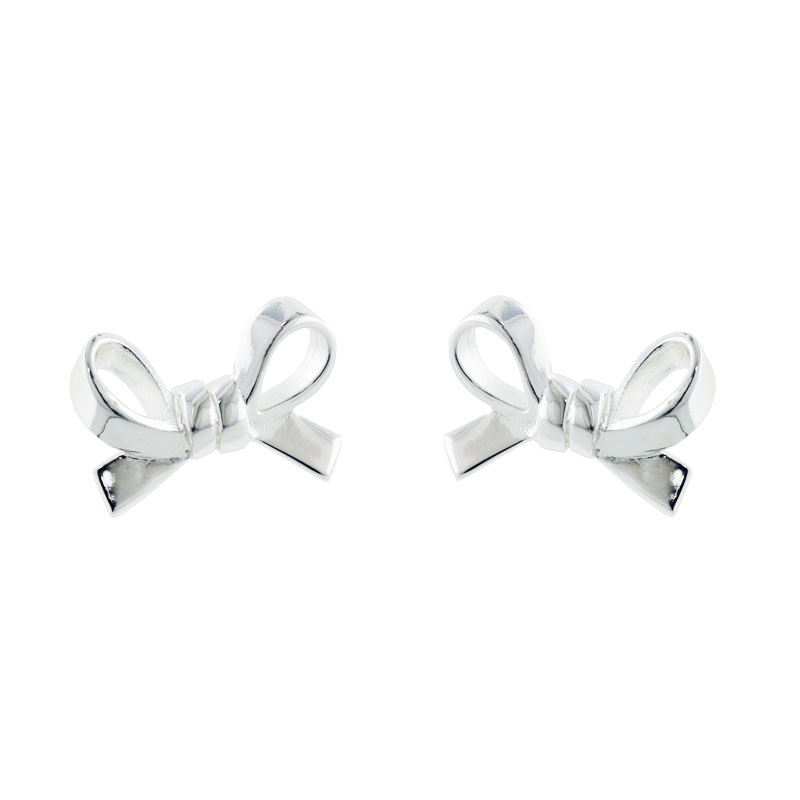 Vera & Co., Inc. 2s-6335e Sterling Silver Cute Bow Plain Stud Earring