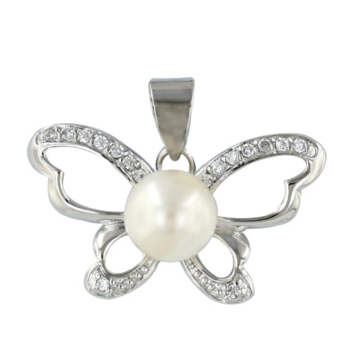 Vera & Co., Inc. 6s-4400mpcl Sterling Silver Pendant Butterfly With Fresh Water Pearl