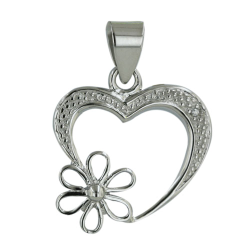 Vera & Co., Inc. 6s-4487cl Sterling Silver Flower On Heart Pendant