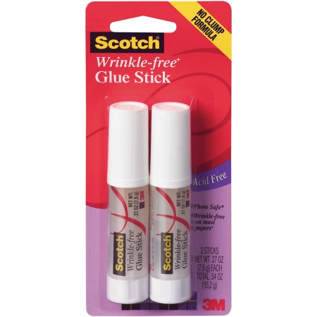 0038-2cl Scotch Wrinkle-free Glue Sticks 2/pkg-.27oz