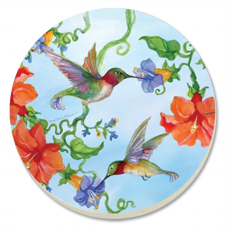 Counter Art Cart87145 Hummingbirds W/orange Coasters Set Of 4