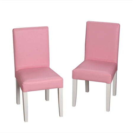 Children's White Chair Set With Pink Upholstered Seat And Back (matches Set 13006p)
