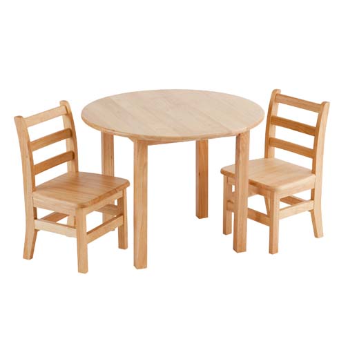 S Elr-22101 30'' Round Hardwood Table And 2-3 Rung Chairs