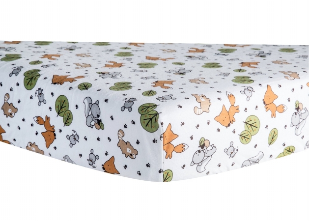 100030 Forest Animal Print Flannel Crib Sheet - Forest An