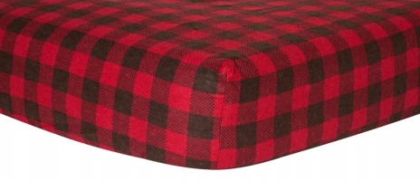 100045 Brown And Red Check Print Flannel Crib Sheet - Red