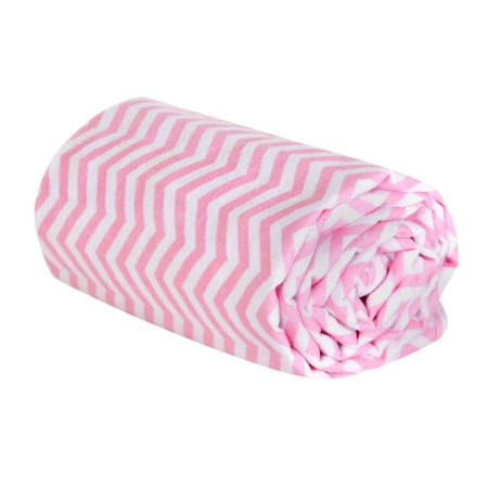 100569 Pink Chevron Print Flannel Swaddle Blanket - Candy
