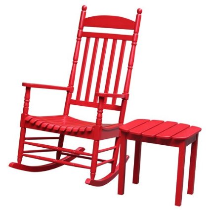 K-54210-248 Set Of 2 Pcs - Porch Rocker With Side Table Red