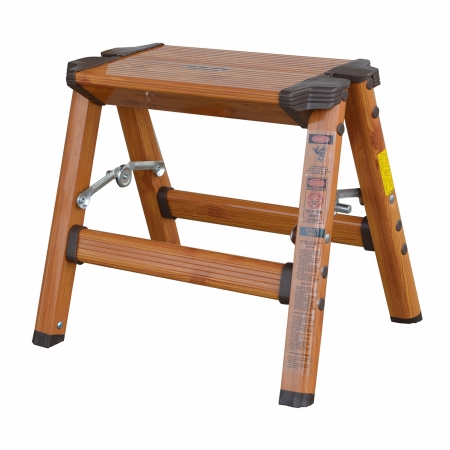 Amerihome Lightweight Aluminum 1 Step Ladder With Faux Wood Finish