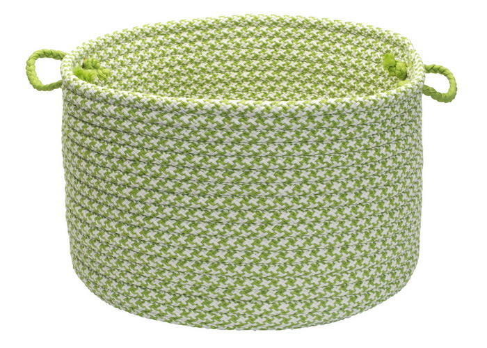 Outdoor Houndstooth Tweed- Lime 14''x10'' Utility Basket