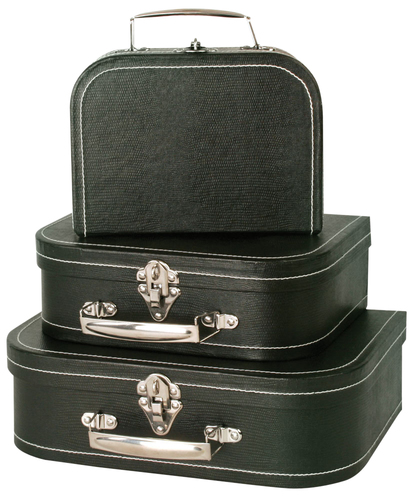 0727/blk Set Of 3 Black Suitcases