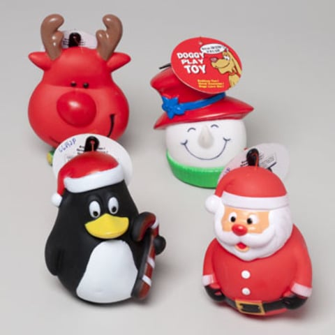 Christmas Dog Toy Vinyl Squeakie Case Of 56