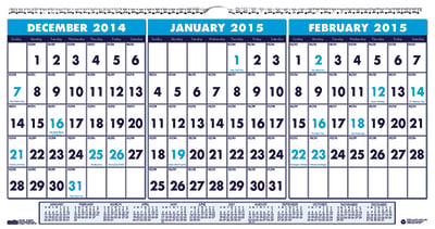 Doolittle 3-month Horizontal Wall Calendar