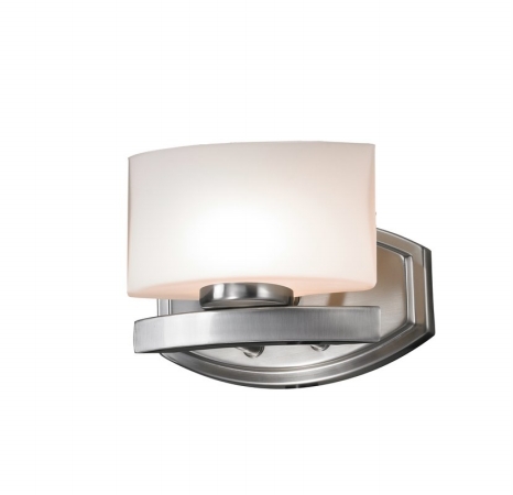 3013-1v- 1 Light Vanity Light Brushed Nickel Steel Glass