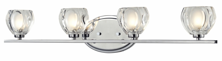 3023-4v- 4 Light Vanity Light Chrome Steel Glass