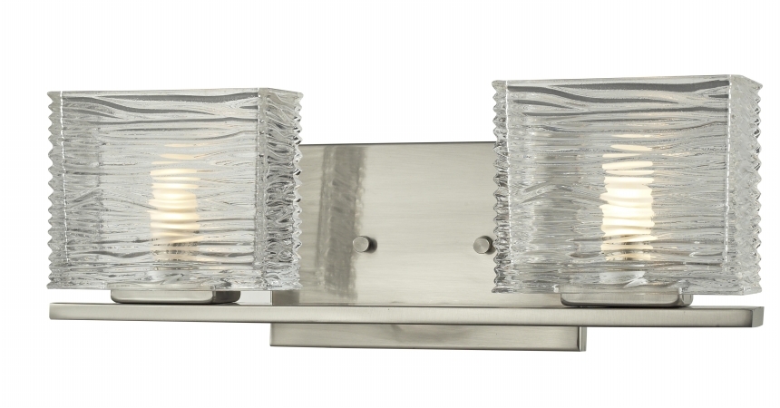 3024-2v- 2 Light Vanity Light Brushed Nickel Steel Glass