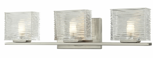 3024-3v- 3 Light Vanity Light Brushed Nickel Steel Glass