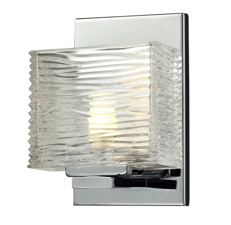 3025-1v- 1 Light Vanity Light Chrome Steel Glass