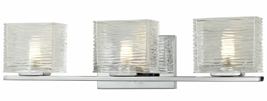 3025-3v- 3 Light Vanity Light Chrome Steel Glass