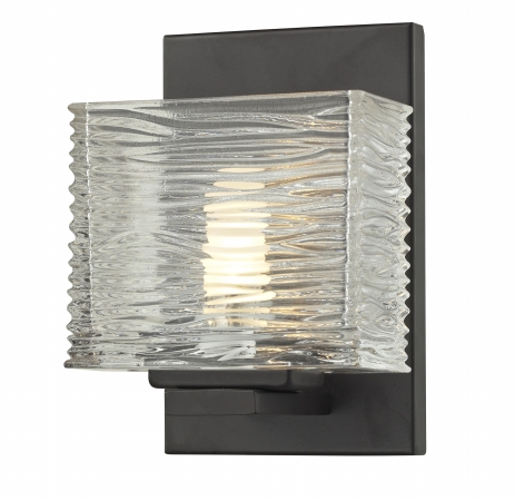 3026-1v- 1 Light Vanity Light Bronze Steel Glass
