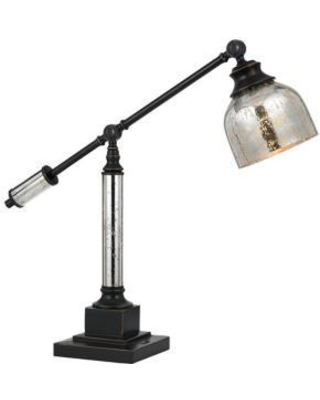 60w Dawson Metal Desk Lamp With Antiqued Glass Shade