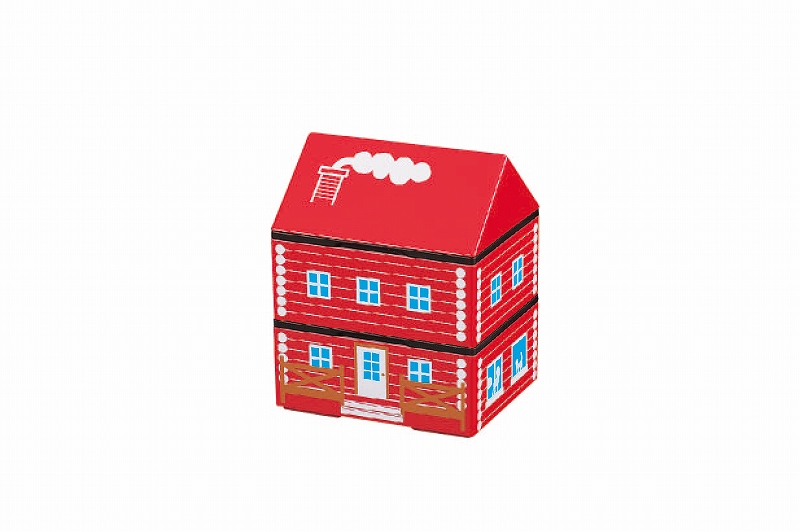 Microwaveable Red Log Farm House 2-tier Lunch Box