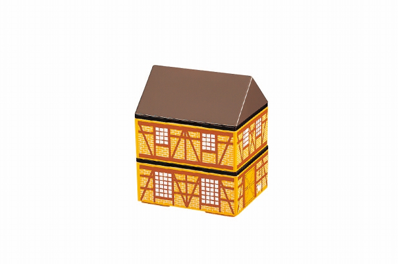 Microwaveable Brown Brick Farm House 2-tier Lunch Box