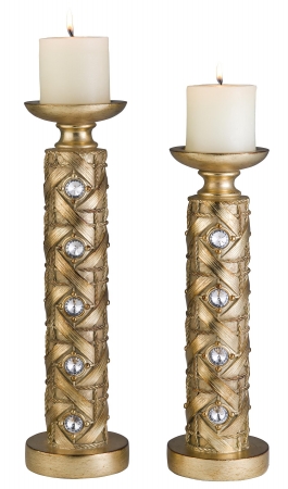 K-4260-c4 Glimmer Of Gold Candleholder Set, 14-inch By 16-inch Height