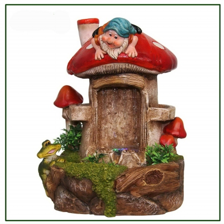 Cute Gnome And Frog Water Fountain