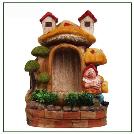 Cute Gnome & Bonsai Water Fountain