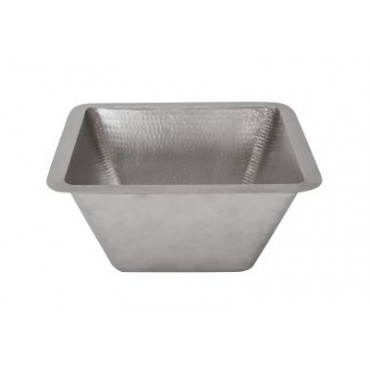 15'' Square Under Counter Hammered Copper Bathroom Sink In Electroless Nickel