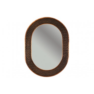 35'' Hand Hammered Oval Copper Mirror